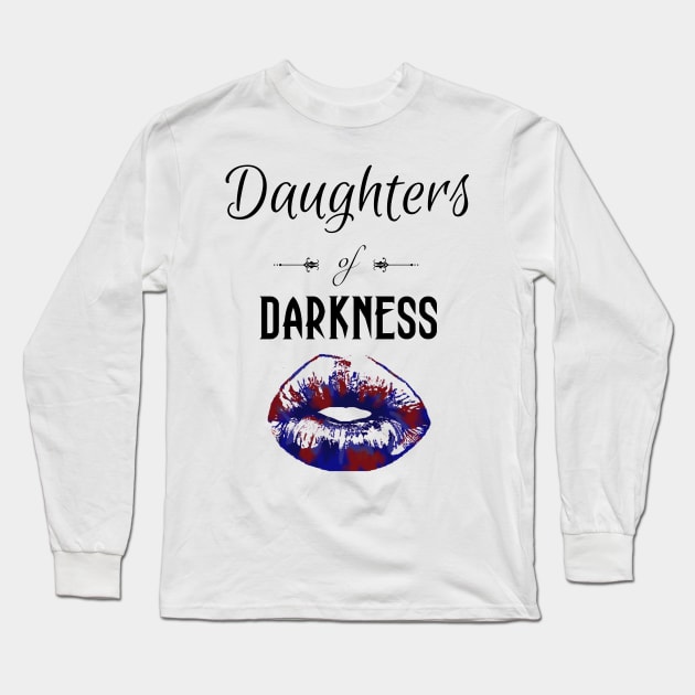 Daughters of Darkness | Goth Lips Red Blue Purple Long Sleeve T-Shirt by aRtVerse